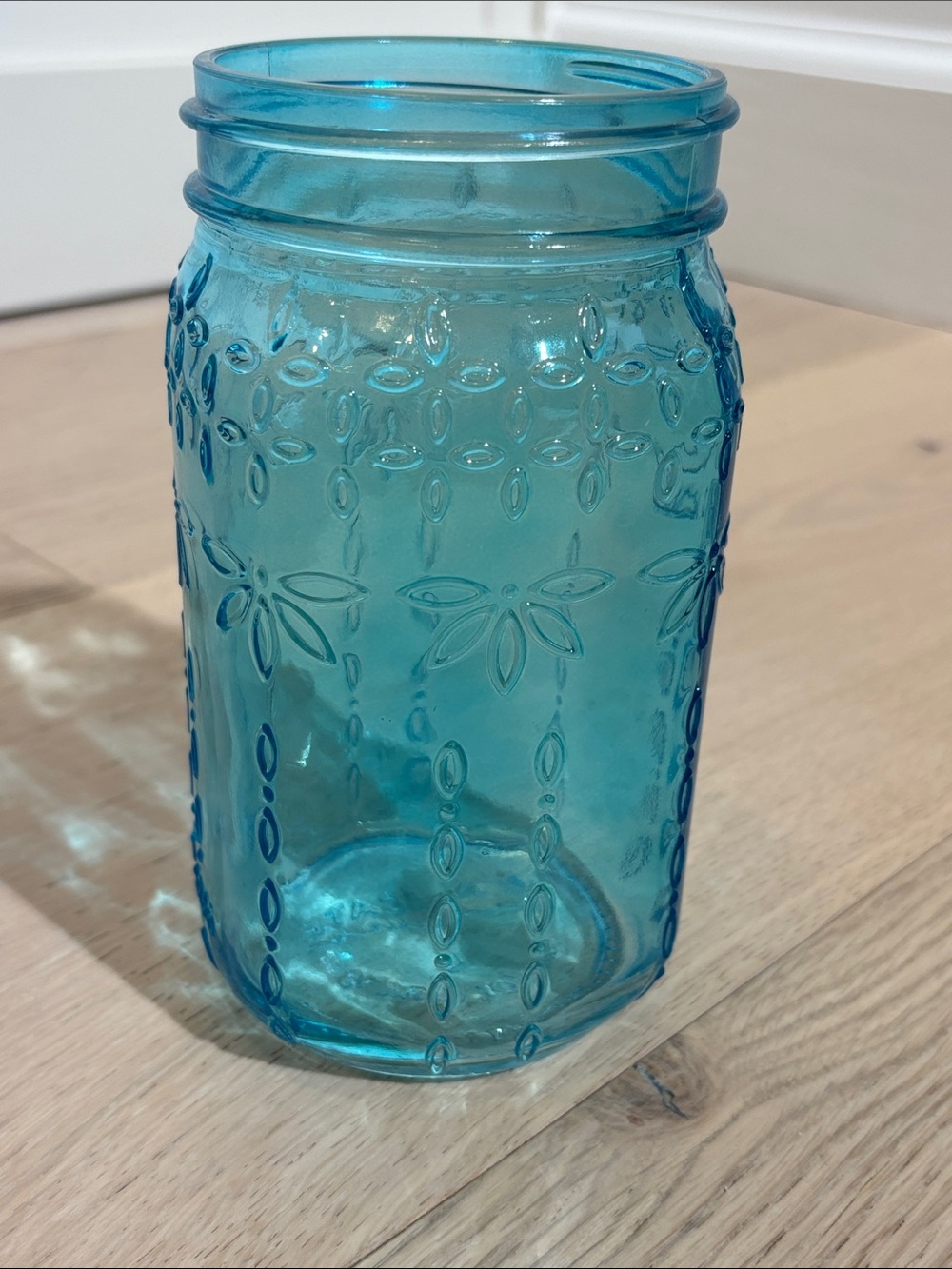 Syndicate home & garden teal blue mason vase 6.75” tall